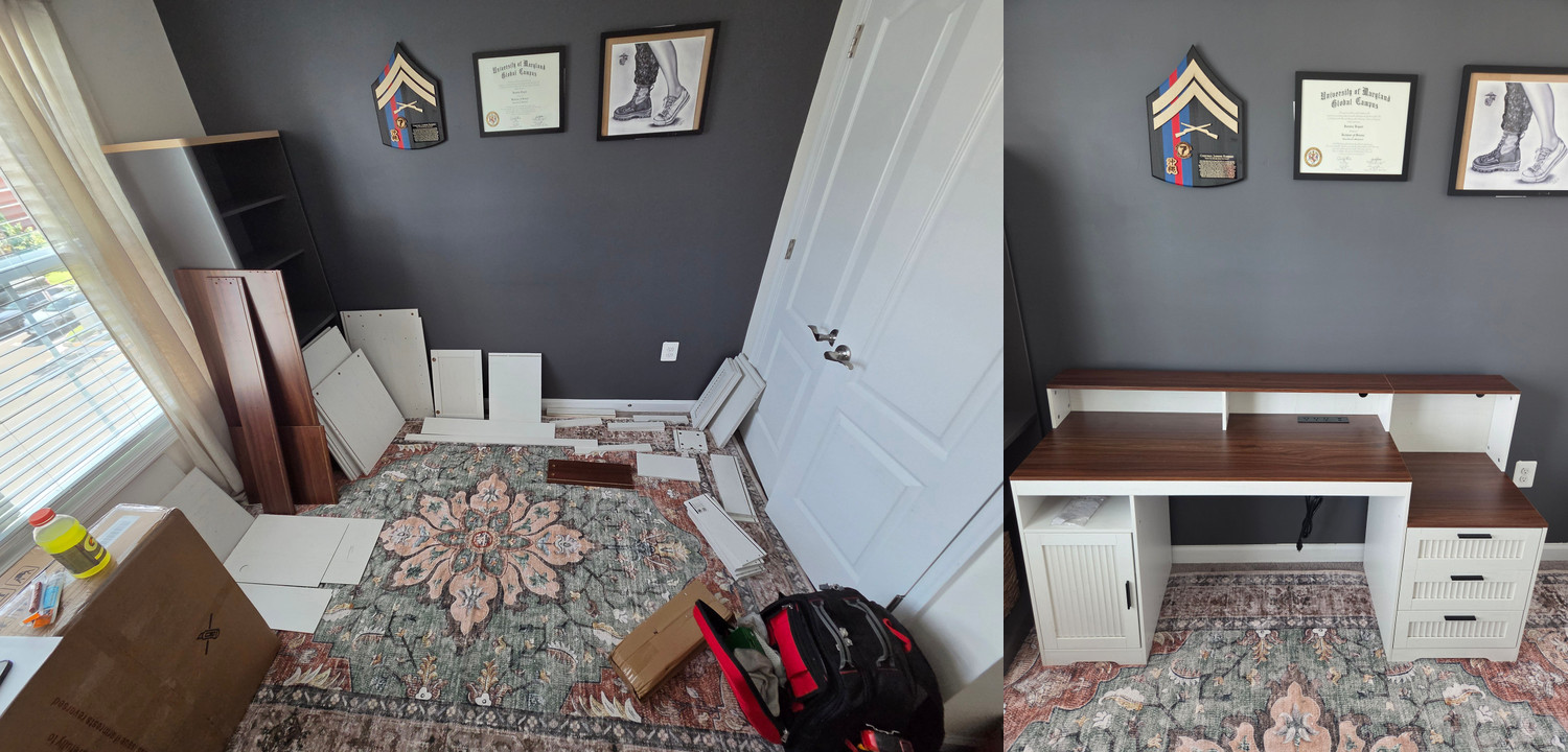Furniture assembly in Fredericksburg: before and after