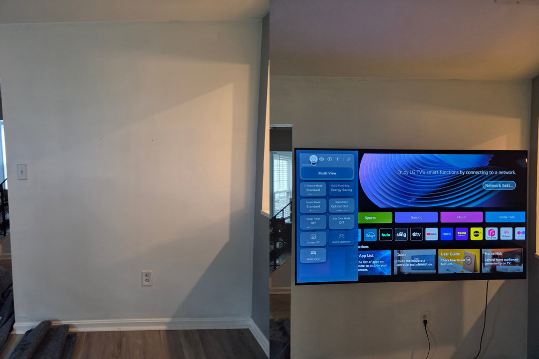 TV mounting in Springfield: before and after